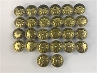 (27) Brass Tone metal Cabinet knobs 1 1/2”x1”
