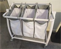 Rolling Clothes Laundry 3 Bag Sorter