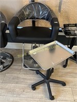 Adjustable Salon Chair & Rolling Supply Cart