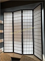 Tall 4 Panel Canvas Room Divider W/ Wooden Frame