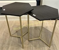 (2) Nesting Gold Metal Frame Side Tables