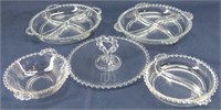 Candlewick Glass Relish Dishes, Candy Dish & Bowl