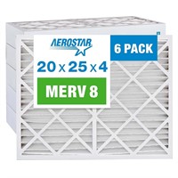 Aerostar 20x25x4 MERV 8 Air Filter  6 Pack