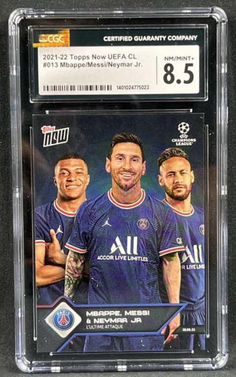 2021-22 Topps UEFA Mbappe/Messi/Neymar CGC 8.5