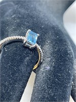 Sterling Silver Ring w/ Topaz and CZ