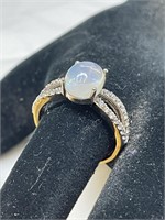 Sterling Silver Ring w/ Opal and CZ