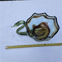 Vintage Glass Swan Candy Dish