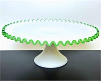 Fenton Emerald Green Crest Cake Stand