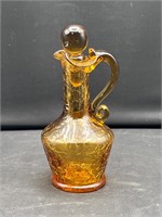 Vintage Crackle Amber Brown Cruet Glass Stopper