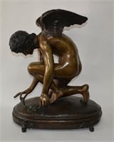 French Bronze Allegorical Figure "Ange Agenouille"