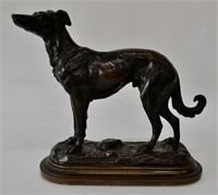 19c Bronze Statue of a Hound