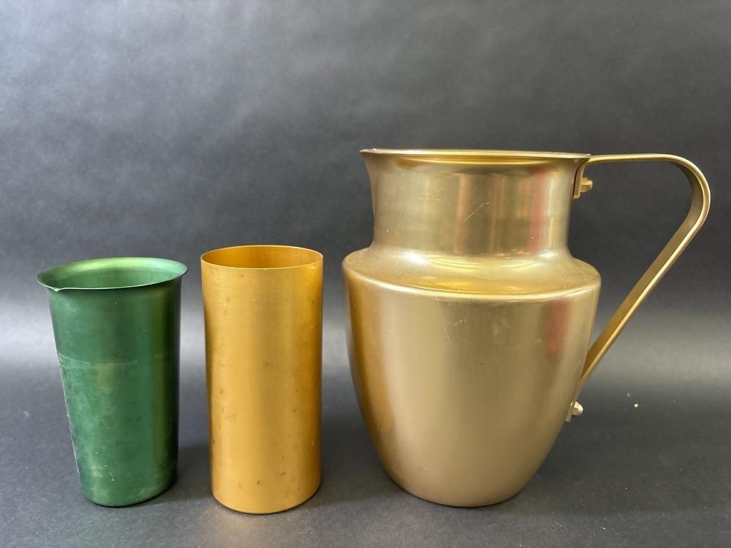 Norben Ware Aluminum Pitcher/Two Tumblers