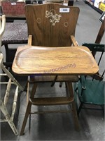 Wood high chair w/ tray
