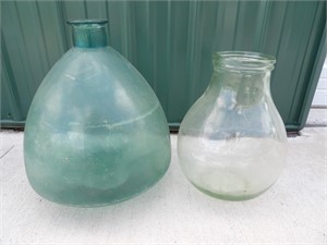 2 Glass Bottles: 1 Made in Italy: Tallest is 18"