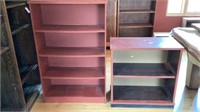 2) Red Painted Bookcases 31.5"x16"x49.5"
