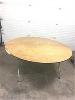 6' Round Folding Wood Banquet Table