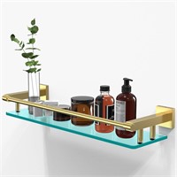 20-inch Brushed Gold Glass Shelf for Bathroom
