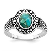 Sterling Silver Rhodium-plated Turquoise Ring