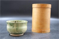 MEAT COVE POTTERY PLANTER & CEDAR CANISTER