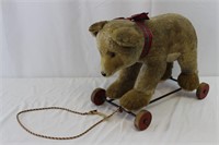 Antique Steiff Bear on Wheels Pull Toy