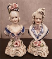 Pair of Vintage Cordey Ceramic Busts. Numbered