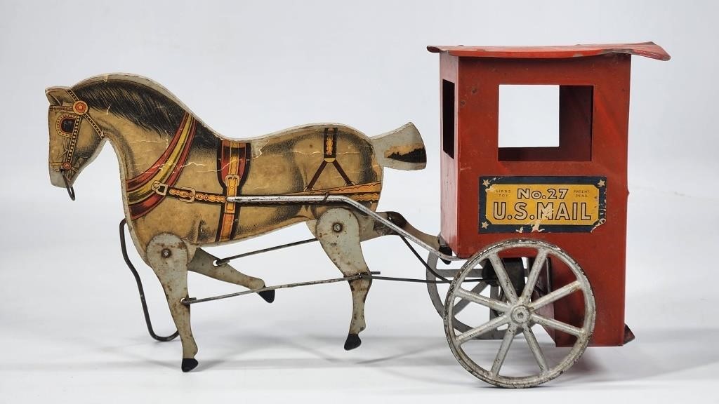 ANTIQUE GIBBS NO. 27 HORSE DRAWN US. MAIL CART