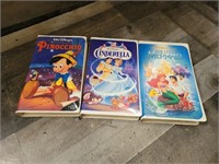 Disney VHS Lot Pinocchio, Cinderella, Little Merma