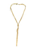 24" LONG MULTISTRAND GOLD TONE NECKLACE W/ KNOT