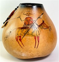 Vint. Native Gourd Indian Rock Art "Neil Johnson"