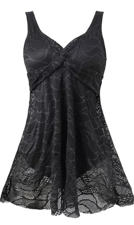 ECUPPER Women's 1PC Lace Swim Dress