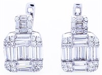 925 Sterling Silver Fany Stud Earrings - 76 CZ's =