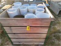 Wooden box with buckets