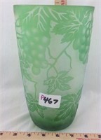 Vintage Galle style Acid cut glass vase