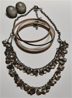 DBL STRAND NECKLACE W/EARRINGS & BRACELETS