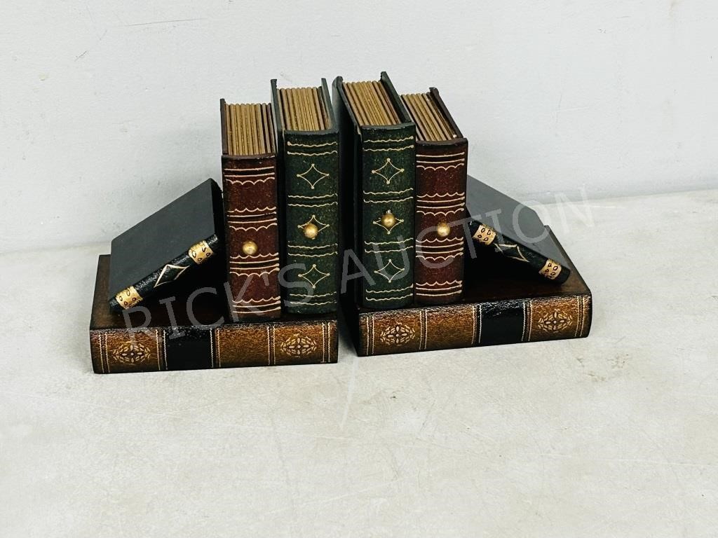 Set of book theme bookends w/ hidden drawers