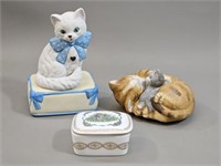 *Lot of 3 Porcelain/Ceramic Figurine/Trinket Box