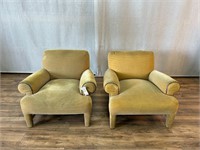 Pair of Yellow Accent Lounge Chairs Wear