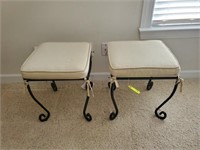 PAIR OF WROUGHT IRON STOOLS
