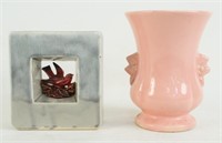 McCoy Bird Planter & Unmarked Pink Vase