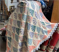 Handmade Fan Pattern Quilt from the 1950’s.