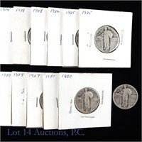 Silver Barber & Standing Liberty Quarters (12)