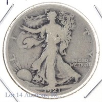 1921-S Silver Walking Liberty 50c - Key Date (G+)