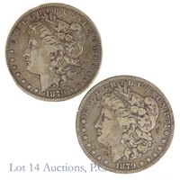 1879-O & S Silver Morgan Dollars (VF+) (2)