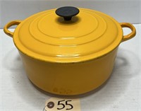 Yellow/Orange Le Creuset "E" Dutch Oven w/ Lid