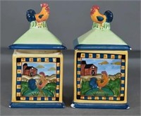 Ceramic Chicken Canister Set 8.5" Tall