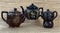Three Decorated Japan Tea Pots