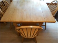 Light Oak Table with Side Drop Leafs and 3 Chairs