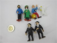 6 figurines de Tintin