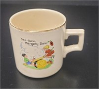 See-Saw, Margery Daw ceramic mug vtg