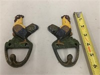 Cast iron wall hangers of chickens for dish towels